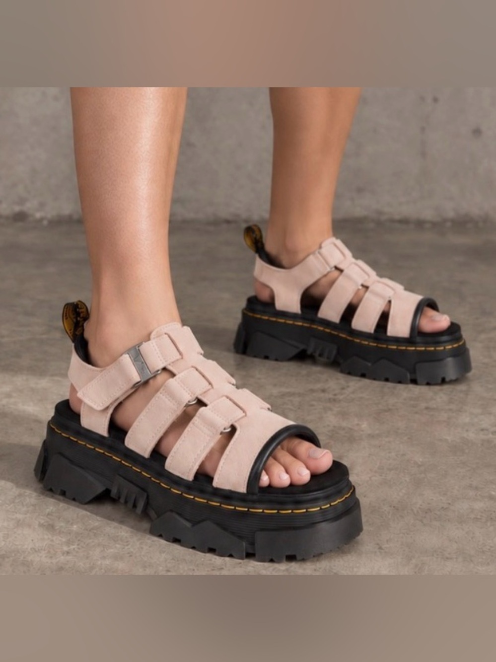 Dr. Martens Mattison 3 Strap Platform Sandals in Powder Pink